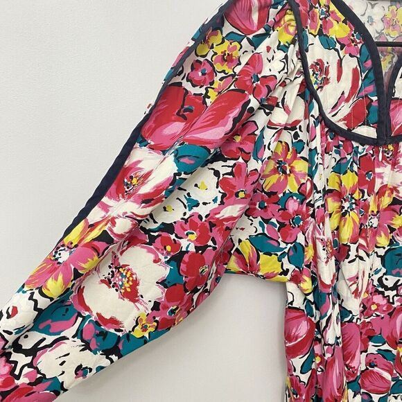 Vtg David Brown California  Floral Maxi Long Sleeve House Coat Dress Women's XS - Picture 6 of 16